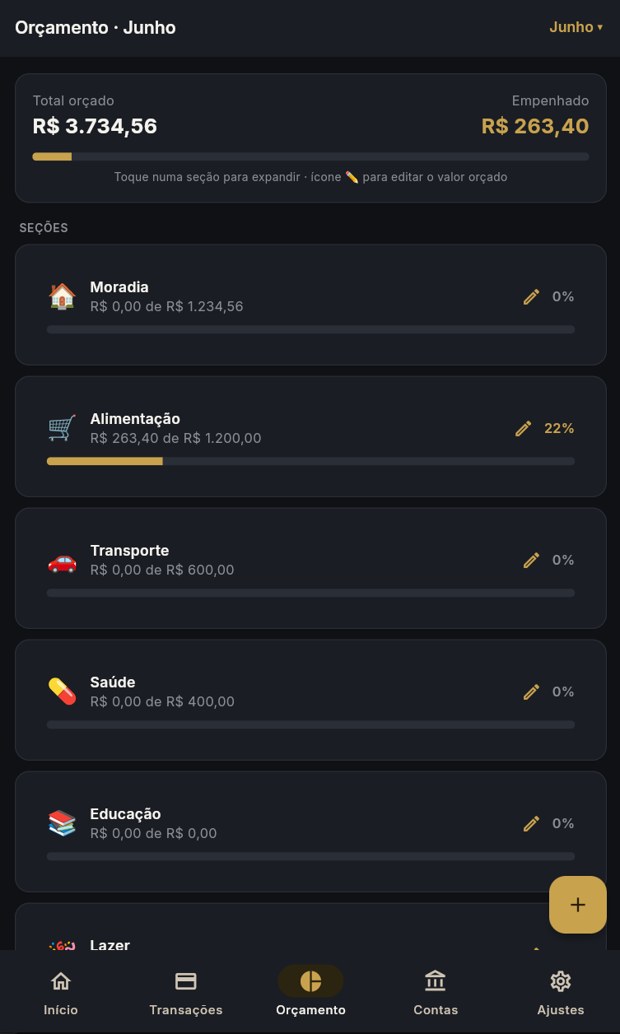 App Velasquez — Orçamento (tema escuro)